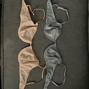 URBAN OUTFITTERS Out From Under Satin Underwire Bra - Pink and Gray Metallic